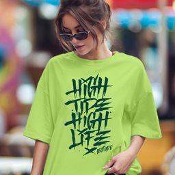 Leotude Women Typography Printed Round Neck Cotton Oversized T-shirt-image-91