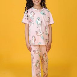 YK Girls Conversational Unicorn star Printed Round Neck Pure Cotton Night suit-image-117