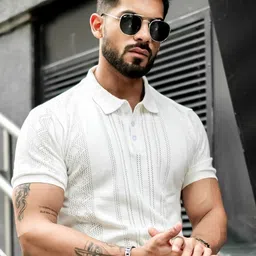 Maniac Men Solid Polo Collar Cotton Slim Fit T-Shirt-image-14
