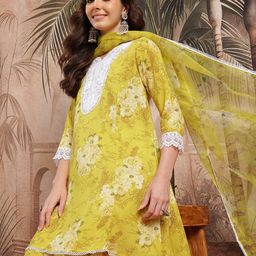 Sangria Floral Print Thread Work Kurta with Salwar & Dupatta-picture-32