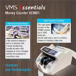 VMS Essentials Modern Counterfeit Detection with UV MG IR and DD Sensors Note Counter Machine VCM01 image 4