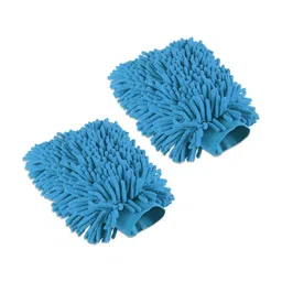Aura 2 Pieces Blue 100 GSM Microfiber Double Sided Car Washing Gloves-image-16