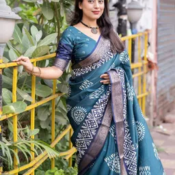 Anouk Rustic Ethnic Motifs Zari Silk Blend Bagru Saree-55