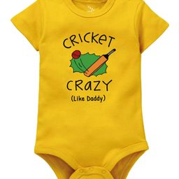 Zeezeezoo Short Sleeves Cricket Crazy Like Daddy Print Onesie - Yellow-image-62