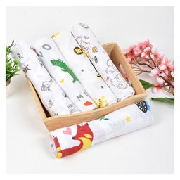 Moms Home Organic Cotton Soft Baby Muslin Swaddle Jungle Print - Pack of 5-image-38