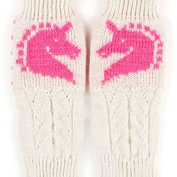 BHARATASYA Knitted Unicorn Design Fingerless Mittens - White-image-37