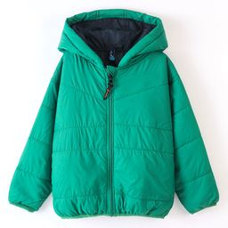 Little Kangaroos Full Sleeves Padded & Hooded Solid Winter Pocketable Jacket - Green-image-49