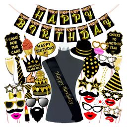 Wobbox Happy Birthday Props Birthday Banner & Sash Happy Birthday Decoration Items Black -Pack Of 42-image-70