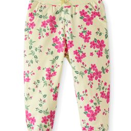 Babyhug Cotton Looper Knit Full Length Lounge  Pant Floral Print -  Yellow-image-85