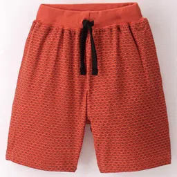 Fido Single Jersey Knit Above Knee Length Printed Shorts -Red-picture-10