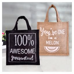 Kuber Industries Lunch Bag  Jute Carry Bag  Lunch Handbag  Lunch Bags for office  Reusable Lunch Bag with Handle  Tiffin Carry Hand Bag  Small  Pack of 2  Multi-image-94