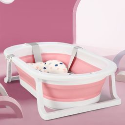 Babyhug Foldable Bath Tub With Printed Cushion - Pink-24