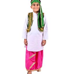 Itsmycostume Satin Punjabi Dress Theme Costume Set - White Green & Magenta-image-76