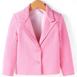Babyhug Woven Full Sleeves Solid Party Blazer - Pink-picture-27