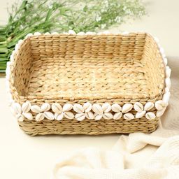 Seagrass Baskets with Shells, Organizing Basket-18