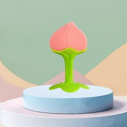 The Cheeky Kidzz Fruit Shape Silicone Teether Toys for Baby Textured Molar Teeth Soother Massage Teether and Feeder(PEACH)-10