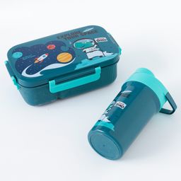 Freezer & Leak Proof Lunch Box Set with Water Bottle & Space Theme Print - Pink-image-18