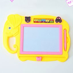 Elephant Shaped 2 in 1 Writing Board With Shape Stamps - Yellow-23