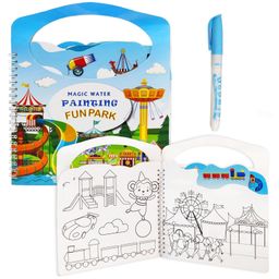 FunBlast Fun Park Theme Magic Water Painting Book with Magic Doodle Pen for Kids-11