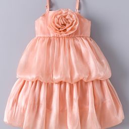 Mark & Mia Singlet Sleeves Layered Party Dress with Floral Corsage - Pink-image-98