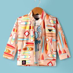 Dapper Dudes Full Sleeves Surfboards Printed Blazer With Tee - Orange-image-19