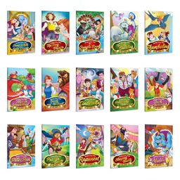 Set of 15 Golden & Classic Fairy Tales Story Books : Aladdin, Alice in Wonderland, Peter Pan, Jack and the Beanstalk,Cinderella and more - Bedtime Stories for Kids, Children learning story book-1