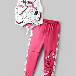 Ollington St. Disney Single Jersey Knit Disney Sleeveless T-Shirt & Trouser With Flap Pocket And Minnie Mouse Graphics - Dark Pink-picture-7
