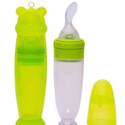 AdoreMr.Bear Baby Premium Silicon Squeeze Feeder with Cap & Storage Case- 100ml- Green-4