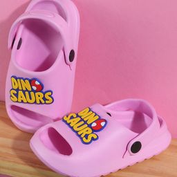 SHOES FOR JUNIORS Dinosaur Text Applique Detailed With Sling Back Clogs - Pink-image-60