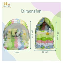 Fareto Baby Sleeping Essential Mattress with Net Bedding Set Combo Carry Bag, Green image 3