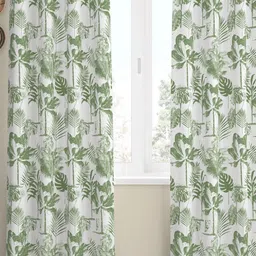 Tranquebar Home Green & White Set of 2 Floral Room Darkening Door Curtain-image-63