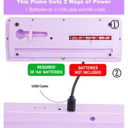 Fiddlerz 37 Key Piano Keyboard Toy with Power Option, Recording and Mic, Electronic Piano Keyboard Multi-Function Portable Piano Keyboard - Purple image 4