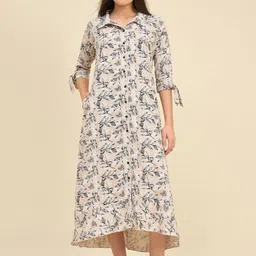 The Kaftan Company Women Printed Lapel Collar Nightdress-image-24