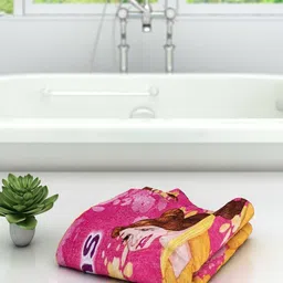 Disney Athom Trendz Unisex Kids Pink & Yellow Princess Printed 350 GSM Bath Towel-36