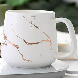 BonZeaL White & Gold-Toned 3D Printed Ceramic Matte Mug 350 ml-image-17