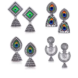 Sangria Silver-Plated Alloy Jhumkas-image-102