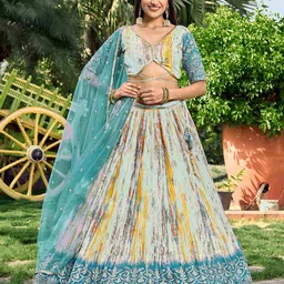 DIVASTRI Embellished Sequinned Semi-Stitched Lehenga & Unstitched Blouse With Dupatta-picture-15