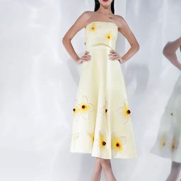 OZEQO Scuba Women Floral Printed Bandeau Midi Dress-image-27