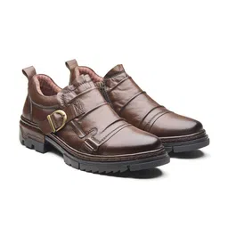 MICHAEL ANGELO Men Textured Leather Monks-12