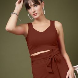 Oomph! Women Sweetheart Neck Sleeveless Crop Top-image-77