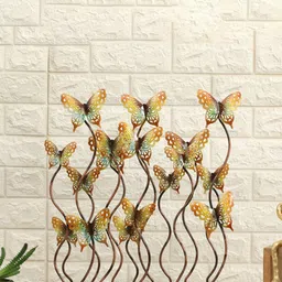 vedas Brown & Blue Textured Metal Butterflies Curio Showpiece-image-12