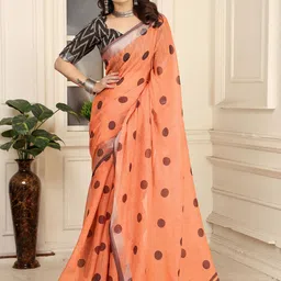 Anouk Polka Dots Printed Saree with Blouse Piece-image-61