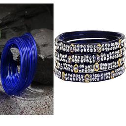 SOMIL Set of 28 Blue Alloy Artificial Stones & Beads Bangles-image-46