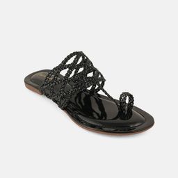 Mast & Harbour Women Party One Toe Flats with Laser Cuts-image-68