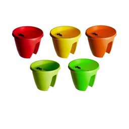 Go Hooked Multicolor Set of 5 Railing Flower Pots 12 Inch Planters for Balcony and Garden-31