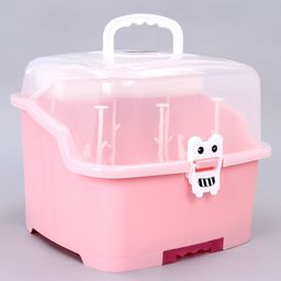 Babyhug 2 in 1 Bottle Drying Rack with Storage Box - Pink (Print May Vary)-image-36