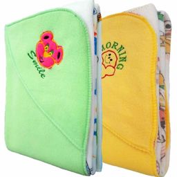 Brandonn Fleece Hooded Wrapper Teddy Embroidery Pack of 2 - Yellow Green-image-23