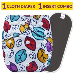 Bembika Reusable Cloth Diaper with Bamboo Insert Leaf Print - Multicolor-24
