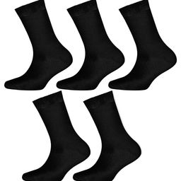 Footprints Organic Pair Of 5 Solid School Socks - Black-image-42