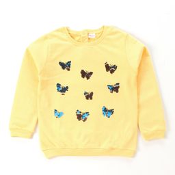 Babyhug Full Sleeves Reversible Sequins Sweatshirt - Yellow-11